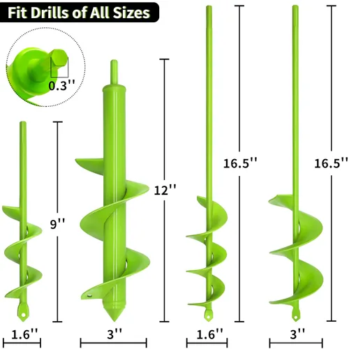 Vista 2 de TCBWFY Paquete de 4 brocas de taladro en espiral para jardín – Acero resistente de alta durabilidad, resistente a la corrosión – Perfecto