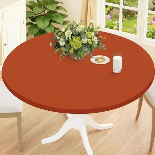 Vista 17 de Smiry Mantel Redondo de Spandex, Manteles Elásticos Ajustados Lavables para Mesas de 18"-24", Cubierta de Mesa de Pícnic Elástica Impermeable