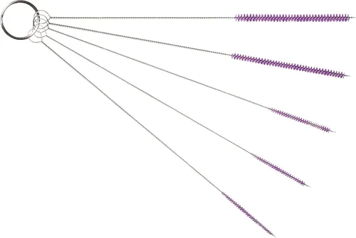 Vista 21 de Juego de cepillos de limpieza de tubos de 10 pulgadas, paquete de 5 cepillos pequeños de nailon extra largos con asas flexibles para botellas Negro