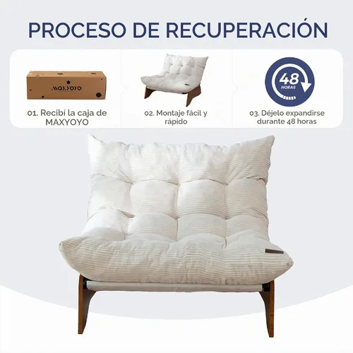 Vista 7 de [Usado] MAXYOYO Silla ajustable para sala de estar, silla decorativa de 3 posiciones con marco, silla convertible para sala de estar y reclinable