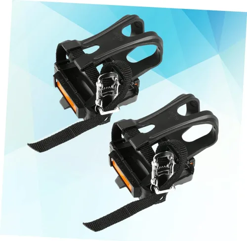 Vista 5 de BESPORTBLE Correa para pedal de bicicleta, clip de nailon para el dedo del pie para carretera montaña negro agujero reflectante ajuste pedales