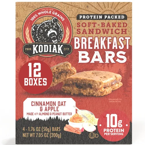 Vista 9 de Kodiak Cakes Barritas crujientes de granola Protien, chispas de chocolate, alto contenido de proteínas, 100% granos integrales, 12 cajas con 6
