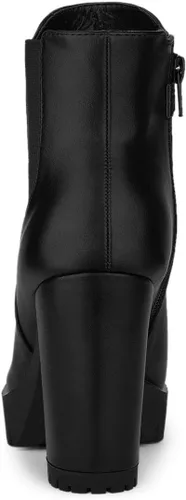 Vista 4 de Allegra K Botines con plataforma y tacón de bloque con cremallera y punta redonda para mujer