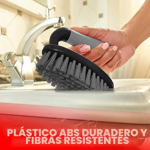 Vista 3 de Set de cepillos de limpieza de 3 piezas - Cepillo de limpieza para ducha con mango ergonómico y cerdas duraderas - Cepillo limpiador de lechada