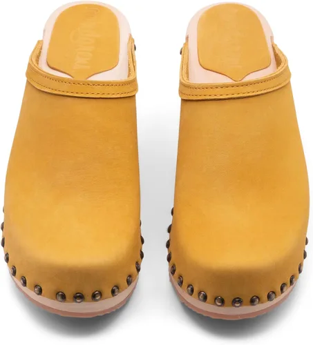 Vista 7 de Sandgrens Zuecos de madera sueca hechos a mano para mujer, mule de tacón alto Roma