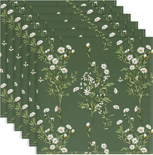 Vista 10 de Country Flower Bird - Juego de 6 servilletas de tela 100% algodón 01-flor pájaro