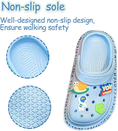 Vista 5 de Simplee kids Toddler Kids Clogs Baby Boys Girls Classic Water Garden Slippers Lightweight Cartoon Sandals Summer Beach Pool Outdoor Play Shoes