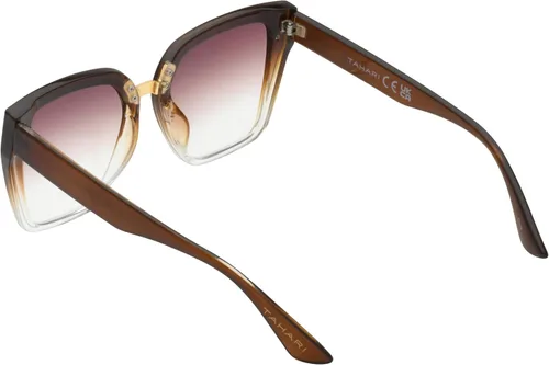 Vista 4 de TAHARI Women's Chic Shield UV400 Protective Cat Eye Sunglasses Marrón (Brown Crystal)
