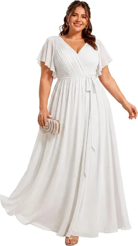Vista 35 de Ever-Pretty Plus Vestidos de dama de honor formales de gasa para mujer Negro