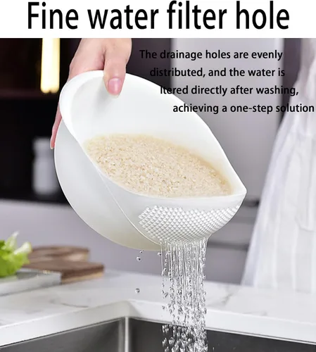 Vista 3 de Colador de arroz 2 en 1, cesta de filtro de limpieza de verduras y frutas, 2 piezas resistentes y fáciles de usar accesorios de herramientas de Azul