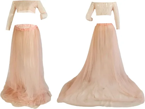 Vista 6 de Vestido de maternidad de encaje floral con hombros descubiertos, vestido de fotografía elegante de embarazo para uso diario, sesión de fotos de baby