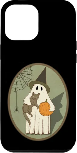 Vista 25 de iPhone 16 Vintage Ghost with Cat Halloween Graphic Case