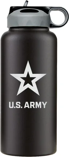 Vista 14 de Military Gift Shop Botella de agua aislada de acero inoxidable de la Fuerza Aérea de 32 onzas con logotipo grabado de la USAF – Regalos de la Fuerza