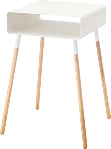 Vista 10 de YAMAZAKI Home Mesa auxiliar lisa con estante de almacenamiento abierto, acento rectangular que ahorra espacio, sala de estar, dormitorio, sofá, mesa