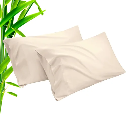 Vista 10 de Fundas de almohada tamaño estándar paquete de 2, fundas de almohada de rayón de bambú refrescantes con cierre de sobre, fundas de almohada frescas