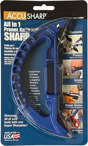 Vista 3 de AccuSharp Afilador todo en uno, afilador multiusos para cuchillos, tijeras, herramientas de jardín, afila y restaura cuchillos dentados, cuchillas