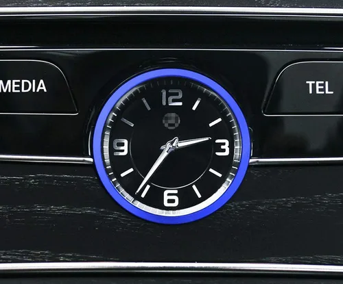 Vista 5 de iJDMTOY Anillo decorativo de aluminio azul para salpicadero interior de reloj analógico compatible con Mercedes W205 Clase C W213 Clase E X205 Clase