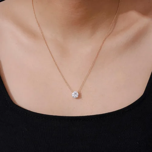 Vista 3 de Tienda Collection Sterling Silver Solitaire Pendant Necklace with Round Cut Infinite Elements Cubic Zirconia Round Solitaire Pendant