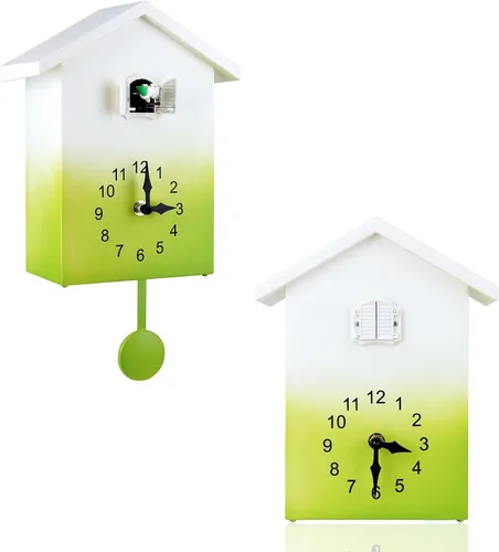 Vista 11 de KEYPOWER - Reloj de cuco, reloj de pared de cuco, sonidos de pájaros de cuco o llamada, péndulo de reloj con diseño, casa de pájaros, arte de pared