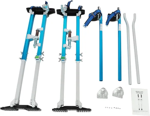 Vista 7 de Zancos de Paneles de Yeso Negros de 36"-50" Pulgadas Herramienta de Aluminio con Rodilleras Protectoras Portátiles Ajustables para Pintor Caminando