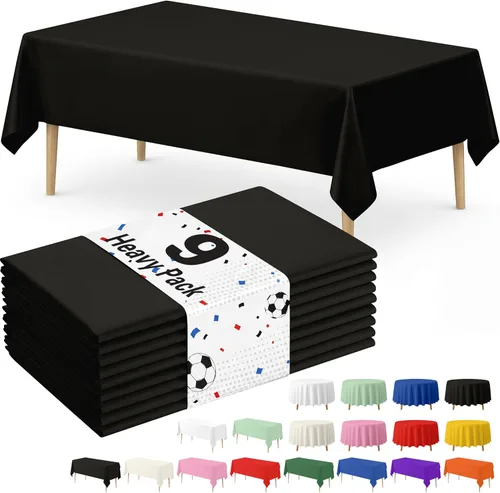 Vista 31 de Fixwal Mantel de plástico negro desechable de 54 x 108 pulgadas, mantel rectangular impermeable, paquete de 5 para graduación, decoración de fiesta