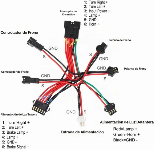 Vista 6 de Kit de luz para ebike de 36 V 48 V, faro eléctrico para bicicleta con claxon de 100 dB, luz trasera para ebike con señal de giro, se ajusta a