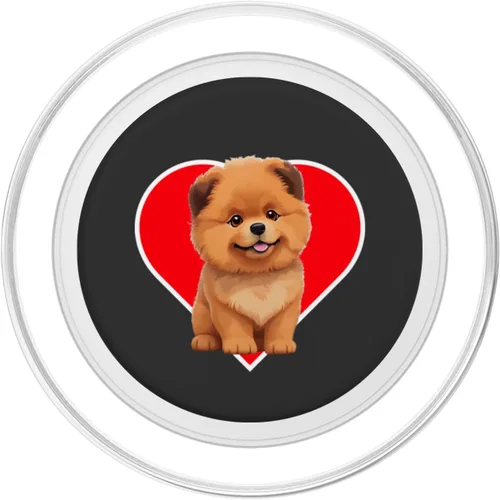 Vista 2 de Cute Happy Chow Puppy Dog Cartoon Dog to Fall in Love PopSockets MagSafe PopGrip for iPhone