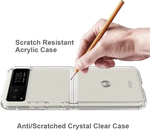Vista 8 de Funda para Motorola Razr-2023: panel trasero transparente premium + cubierta de parachoques de TPU para Moto Razr 2023 (YKL transparente)