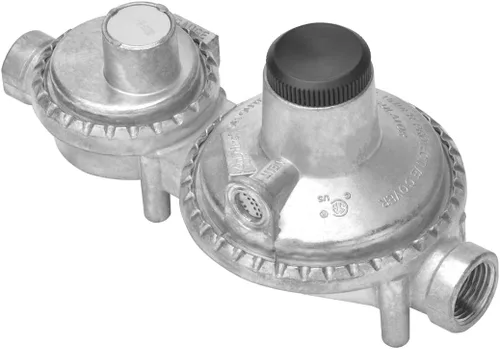 Vista 9 de only fire Regulador de propano horizontal de dos etapas, manguera de propano de 5 pies y 1/4" NPT con conexión POL Regulator Inlet 1/4" Female NPT