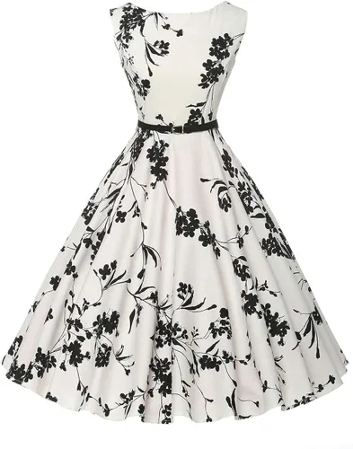 Vista 2 de GRACE KARIN - Vestido vintage sin mangas con escote barco y cinturón, para tardes de té