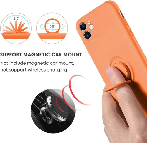Vista 5 de Funda para iPhone 11, funda para iPhone 11, funda protectora de silicona delgada con soporte de anillo de goma suave, híbrida, a prueba de golpes