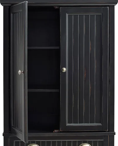 Vista 8 de Crosley Furniture Seaside - Gabinete de cocina y despensa Negro (Distressed Black)