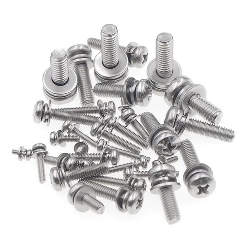 Vista 5 de M2 M2.5 M3 M4 M5 M6 Tornillos de cabeza Phillips de acero inoxidable combinados con arandelas de resorte y arandelas lisas 195pcs 304 stainless