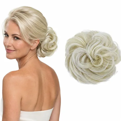 Vista 33 de CAISHA Postizo Grande Scrunchy Recogido Peinado Nupcial Rizado Moño Despeinado Marrón Chocolate Oscuro G2E