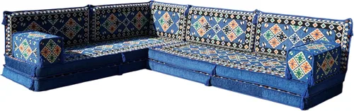 Vista 50 de arabicsofa Juego de asientos Jalsa en forma de L – Majlis árabe hecho a mano con almohadas de respaldo
