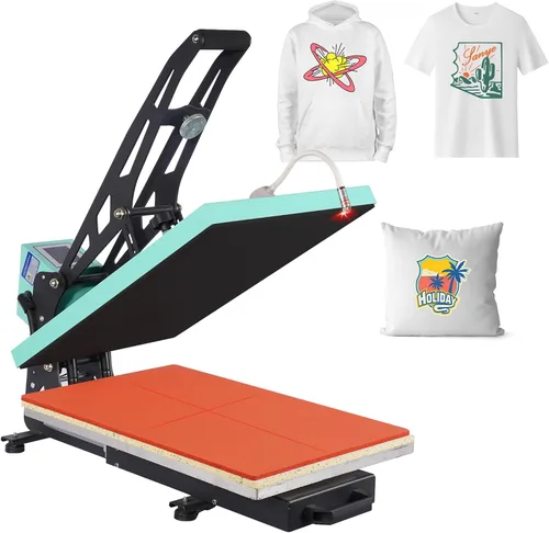 Vista 13 de Máquina manual de prensa térmica de 15 x 15 pulgadas, con base deslizante, rosa para camisetas prendas de vestir bolsa textil cortina mousepad