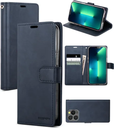Vista 15 de GOOSPERY Funda Blue Moon para Galaxy S21 de 6.2 pulgadas (2021), soporte de piel sintética premium con soporte para tarjetas (negro)