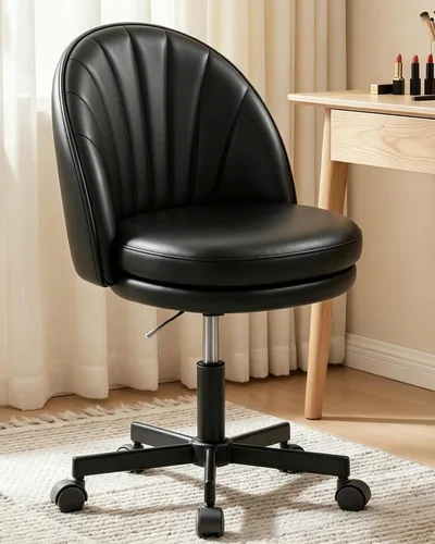 Vista 12 de GTPOFFICE Silla de tocador con respaldo, silla de oficina alta ajustable, taburetes de bar giratorios altos, silla de escritorio mullida y bonita