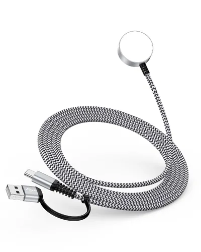 Vista 8 de Cargador de 3.3 pies para Galaxy Watch 7, cargador inalámbrico magnético Samsung [puerto dual USB A/C] cable de carga rápida compatible con Galaxy