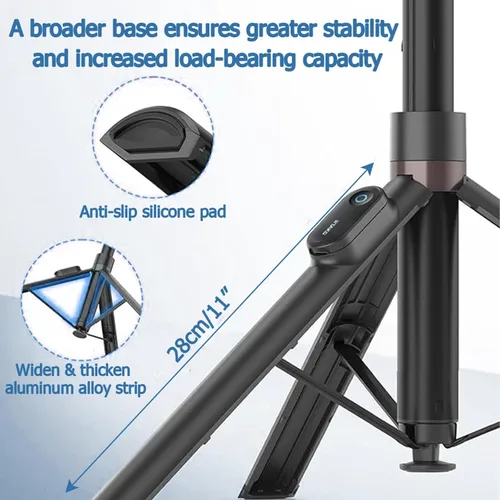 Vista 4 de ORMOS Trípode para selfie, extensible de 67 pulgadas, aleación de aluminio y silicona, compatible con todos los teléfonos celulares, soporte