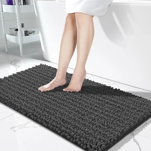 Vista 21 de Yimobra Alfombras de Baño Antideslizantes Lavables - Alfombra de Baño de Chenilla Ultra Suave Absorbente, Alfombra Peluda de Secado Rápido para Negro