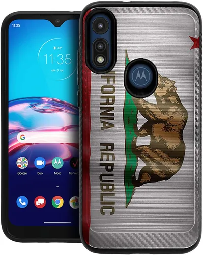 Vista 11 de CasesOnDeck Funda delgada compatible con Motorola Moto E (2020) / Moto E [Armadura cepillada] Negro de doble capa delgada cubierta de agarre