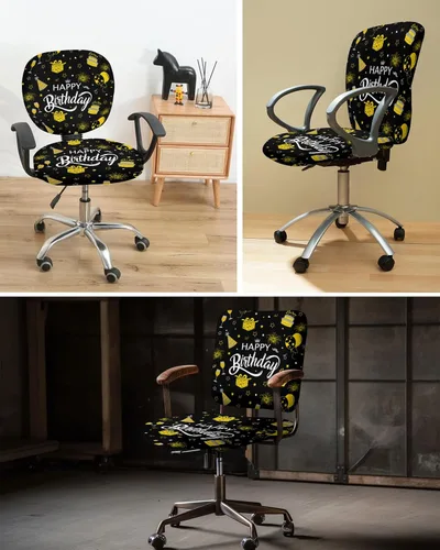 Vista 6 de Fundas para silla de oficina de 2 piezas, fundas elásticas para silla de computadora, fundas universales giratorias para sillas de escritorio