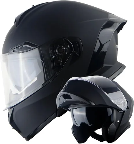 Vista 17 de 1Storm Nuevo Casco Modular de Motocicleta con Visera Dual, Protección Solar Completa y Luz Trasera LED Recargable: LED-X90 Flecha Azul