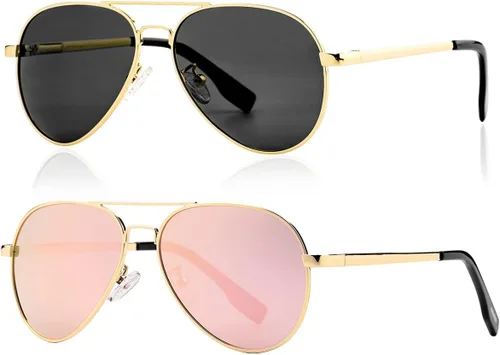 Vista 15 de Gafas de sol polarizadas de aviador pequeñas para niñas y niños de 4 a 16 años