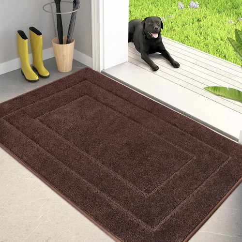 Vista 10 de PURRUGS Tapete para puerta que atrapa la suciedad, 20 x 31.5 pulgadas, antideslizante, lavable a máquina, tapete de entrada para perro, tapete
