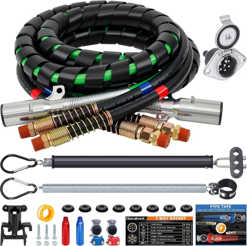 Vista 7 de Kit de manguera de línea de aire de 15 pies, kit de manguera de aire 3 en 1 ABS y línea aérea de alimentación para remolque de tractor, enchufe de 7