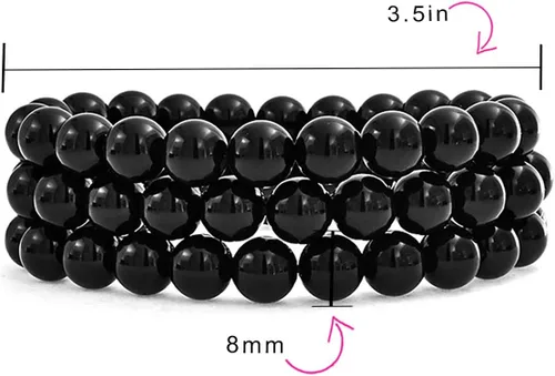 Vista 20 de Bling Jewelry Juego de 3 pulseras elásticas unisex apilables con cuentas redondas de 0.315 pulgadas para mujeres, adolescentes y hombres, multihebra