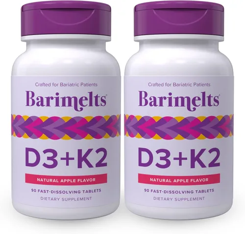 Vista 7 de BariMelts Vitamina D3 y K2, 90 tabletas, sabor natural a manzana
