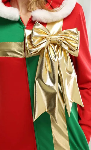 Vista 6 de haikyuu Disfraz de Navidad para mujer, vestido de Papá Noel, disfraz de elfo para cosplay, con capucha